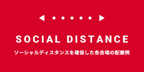 ソーシャルディスタンスを確保した各会場の設置例